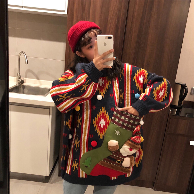 中長款加厚聖誕毛衣