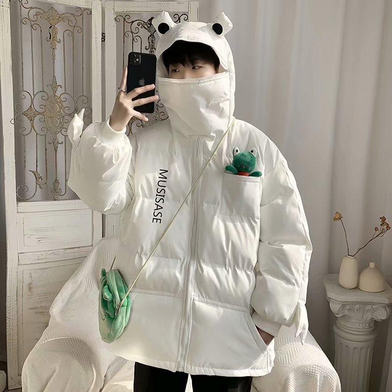 可愛青蛙加厚保暖寬鬆麵包棉服外套