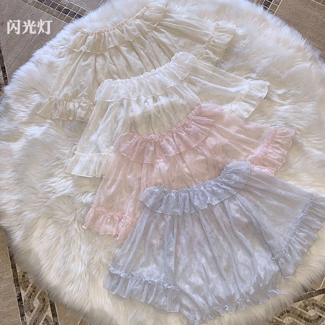 Lolita內搭短款雪紡衫蕾絲衫