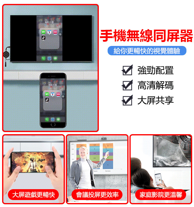 日本進口G2無線同屏器 手機WiFi高清HDMI投屏器【支援蘋果安卓手機、Mac、windows系統】
